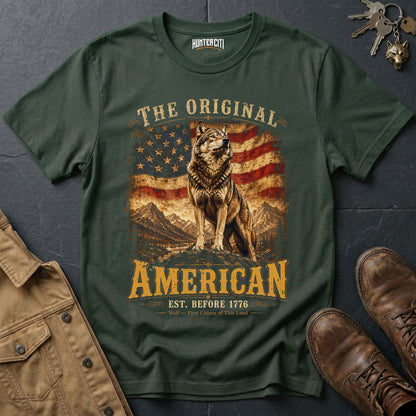 The Original American Wolf T-Shirt Est Before 1776 Patriotic Heritage Wolf Graphic Tee USA Gift for Men Women