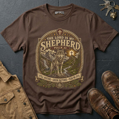 The Lord Is My Shepherd Still Waters Green Pastures Wolf T-Shirt - Psalm 23 Tee