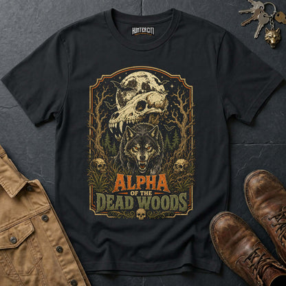 Alpha of the Dead Woods | Vintage Wolf Halloween T Shirt