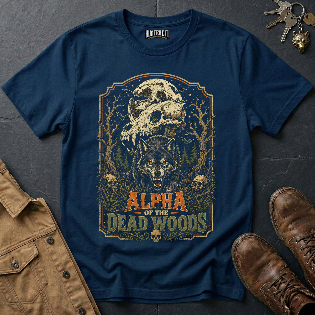 Alpha of the Dead Woods | Vintage Wolf Halloween T Shirt