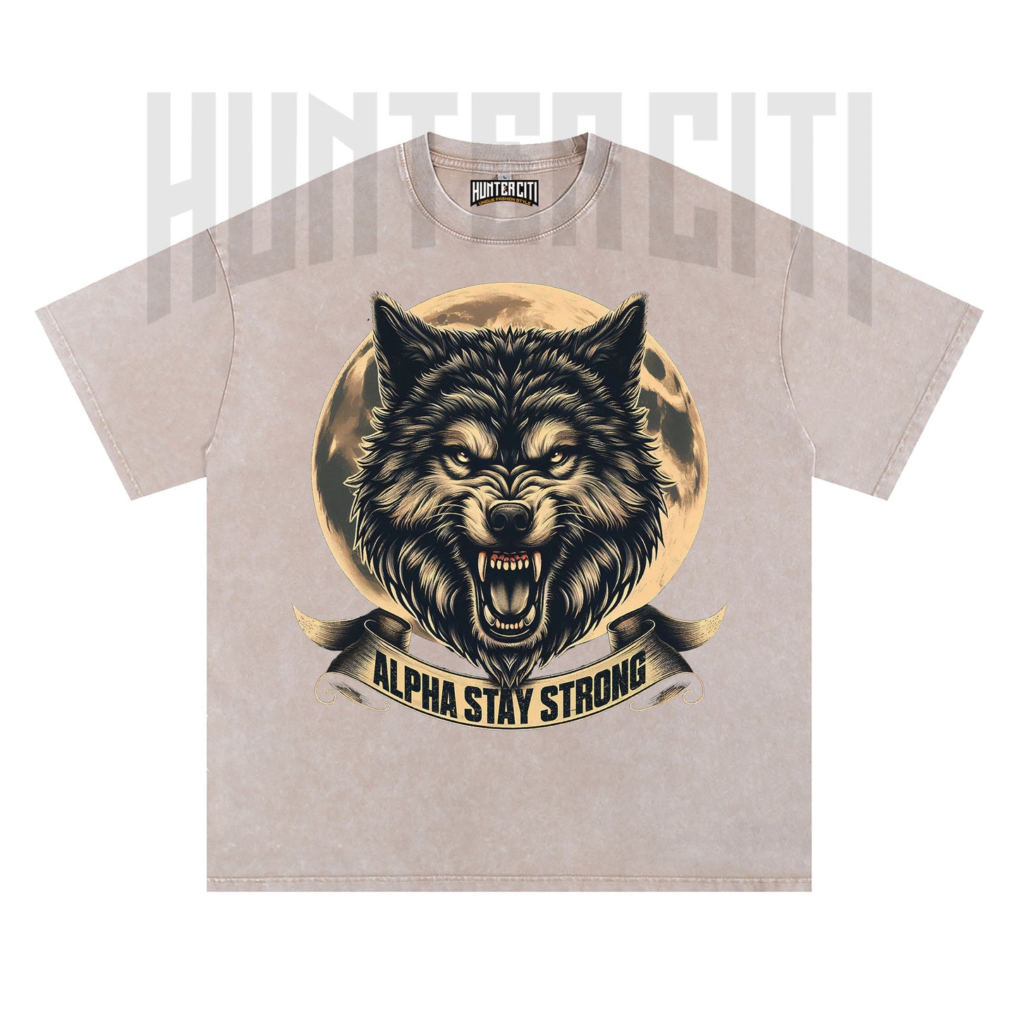 Alpha Stay Strong Wolf T-Shirt, Vintage 90s Graphic Tee, Oversize Acid Wash Unisex T-Shirt, Gift for Wolf Lovers