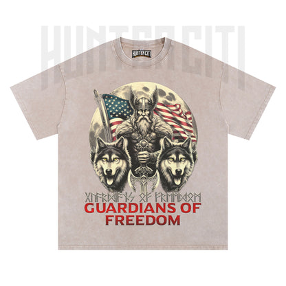 Wolf of Odin Viking T-Shirt, Guardians of Freedom Wolf Graphic Tee, Vintage 90s Oversize Unisex T-Shirt, American Patriot Gift