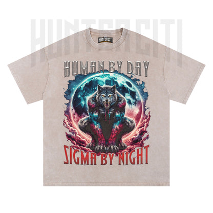 Human By Day Sigma By Night T-Shirt, Werewolf Sigma Meme Tee, Vintage Wolf Tshirt, Alpha Male Shirt, Lone Alpha Wolf Gift