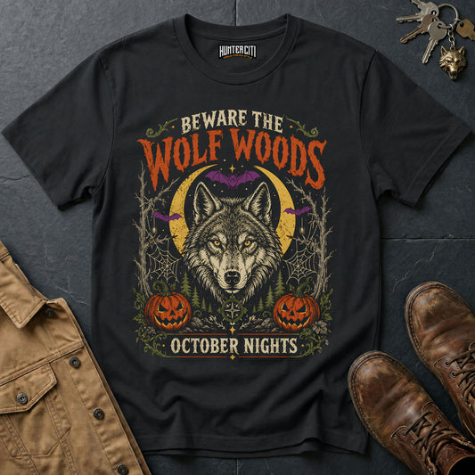 Beware the Wolf Woods - October Nights Vintage Wolf Halloween Shirt