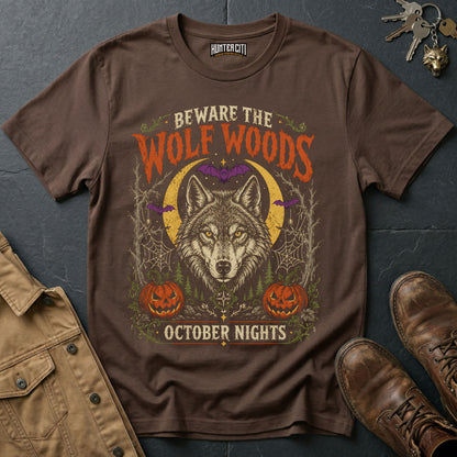 Beware the Wolf Woods - October Nights Vintage Wolf Halloween Shirt