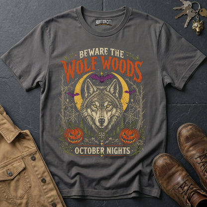 Beware the Wolf Woods - October Nights Vintage Wolf Halloween Shirt