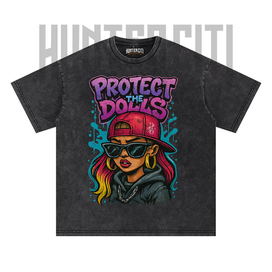 Protect The Dolls T Shirt – Vintage Grunge Graphic Oversize Wash Unisex Tee Streetwear Lovers