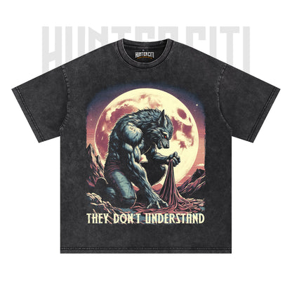 They Don't Understand Wolf T-Shirt, Werewolf Meme Graphic Tee, Vintage 90s Style Oversize Unisex T-Shirt, Retro Alpha Wolf Gift