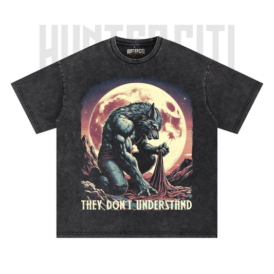 They Don't Understand Wolf T-Shirt, Werewolf Meme Graphic Tee, Vintage 90s Style Oversize Unisex T-Shirt, Retro Alpha Wolf Gift