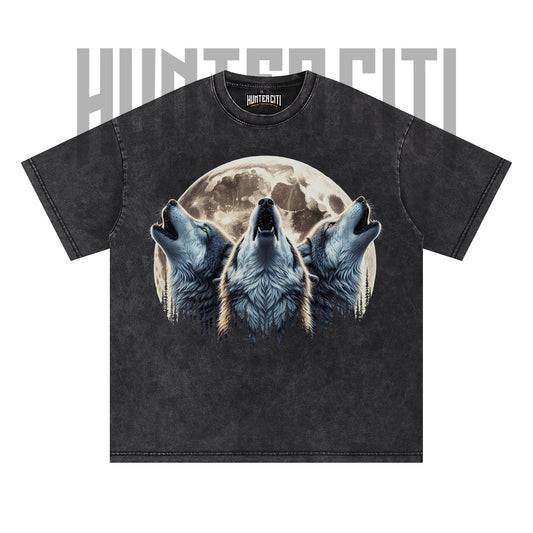 Three Wolf Moon T-Shirt, Vintage 90s Howling Wolf Graphic Tee, Wolf Pack Shirt, Oversize Acid Wash Unisex T-Shirt, Gift for Wolf Lovers