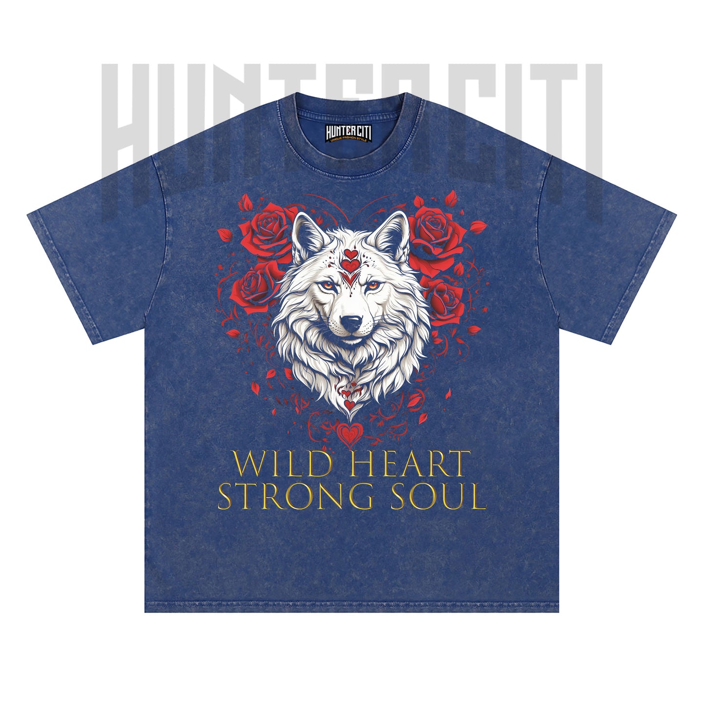 Wild Heart Strong Soul Wolf T-Shirt, Floral Wolf Graphic Tee, Vintage 90s Style Oversize Unisex T-Shirt, Gift for Animal Lovers