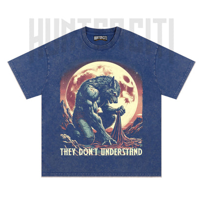 They Don't Understand Wolf T-Shirt, Werewolf Meme Graphic Tee, Vintage 90s Style Oversize Unisex T-Shirt, Retro Alpha Wolf Gift