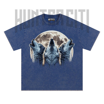 Three Wolf Moon T-Shirt, Vintage 90s Howling Wolf Graphic Tee, Wolf Pack Shirt, Oversize Acid Wash Unisex T-Shirt, Gift for Wolf Lovers