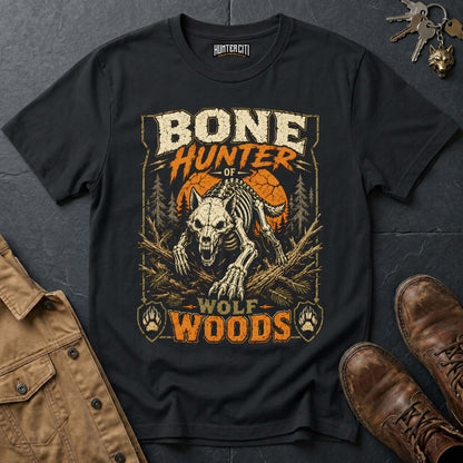 Bone Hunter - Wolf Woods Vintage Wolf Halloween T Shirt