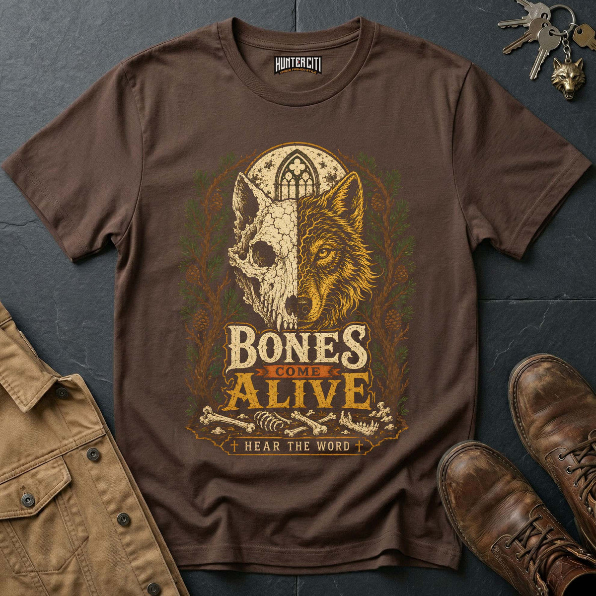 Bones Alive - Hear the Word Vintage Christian Wolf Halloween T Shirt