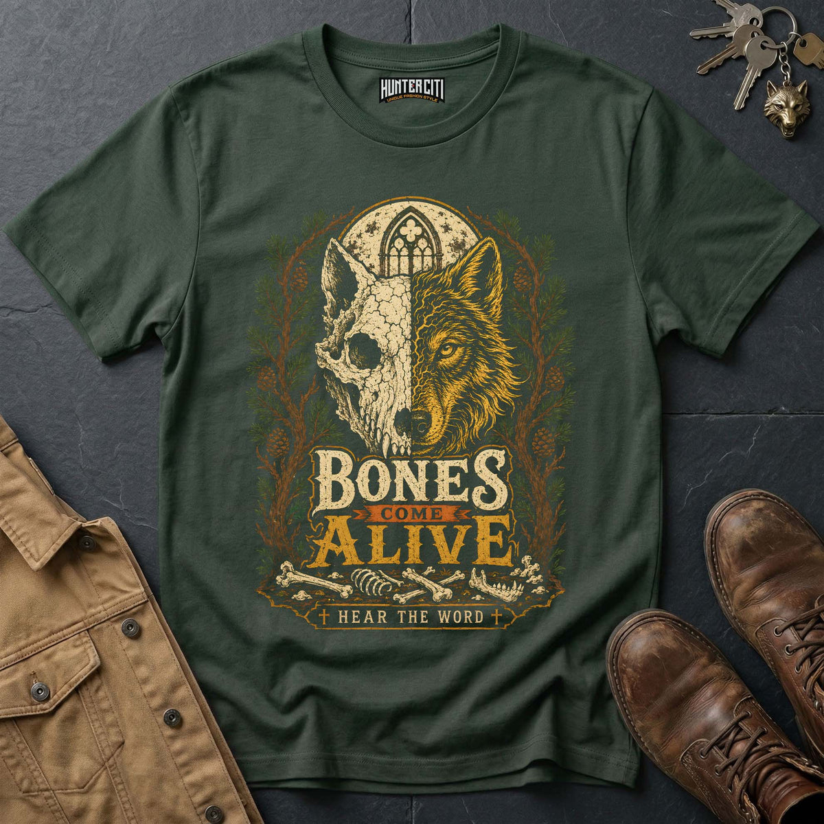 Bones Alive - Hear the Word Vintage Christian Wolf Halloween T Shirt
