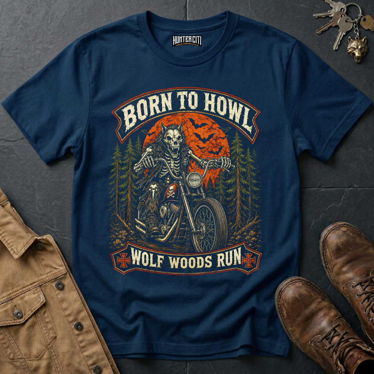 Born to Howl - Wolf Woods Run Vintage Wolf Halloween T Shirt