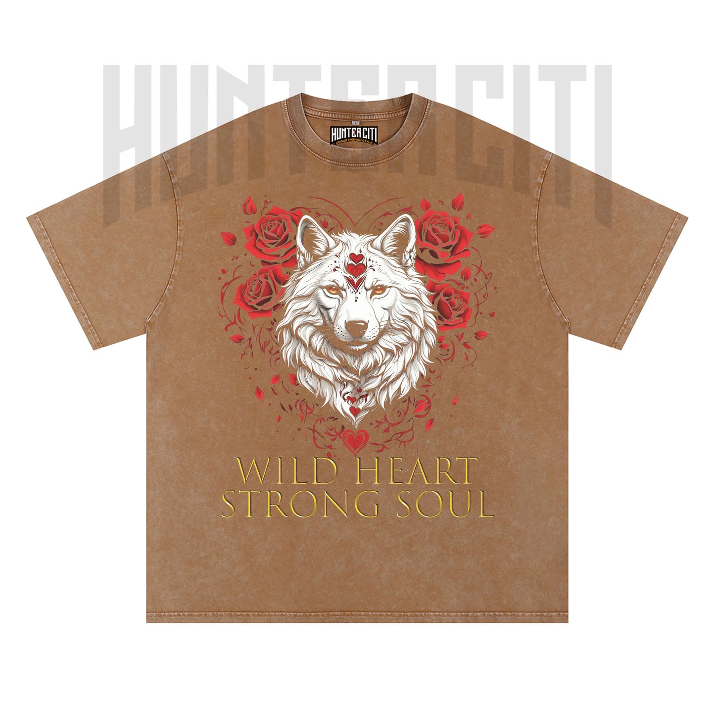 Wild Heart Strong Soul Wolf T-Shirt, Floral Wolf Graphic Tee, Vintage 90s Style Oversize Unisex T-Shirt, Gift for Animal Lovers