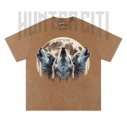 Three Wolf Moon T-Shirt, Vintage 90s Howling Wolf Graphic Tee, Wolf Pack Shirt, Oversize Acid Wash Unisex T-Shirt, Gift for Wolf Lovers