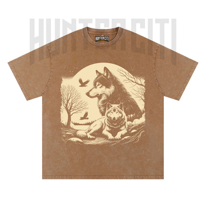 The Mountain Wolf T-Shirt, Vintage 90s Style Wolf Graphic Tee, Oversize Acid Wash Unisex T-Shirt, Perfect Gift for Wolf Lovers