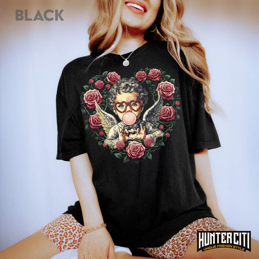 Retro Cupid Valentine Blowing Bubble T-Shirt – Cute & Funny Valentine’s Day Shirt for Women & Men