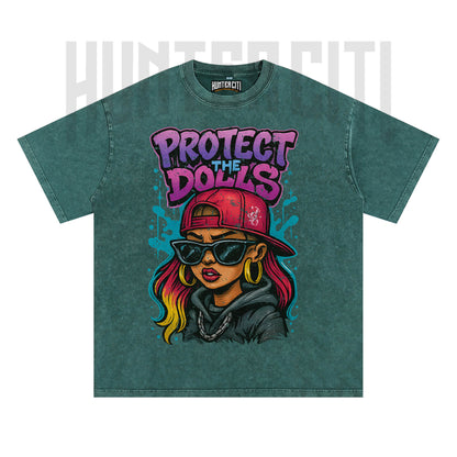 Protect The Dolls T Shirt – Vintage Grunge Graphic Oversize Wash Unisex Tee Streetwear Lovers