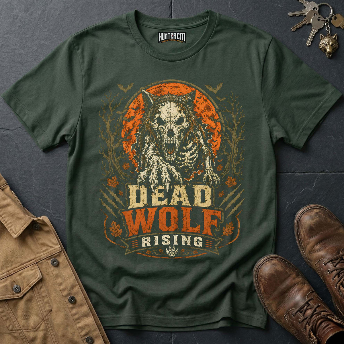 Dead Wolf Rising - Graveyard Alpha Vintage Wolf Halloween T Shirt