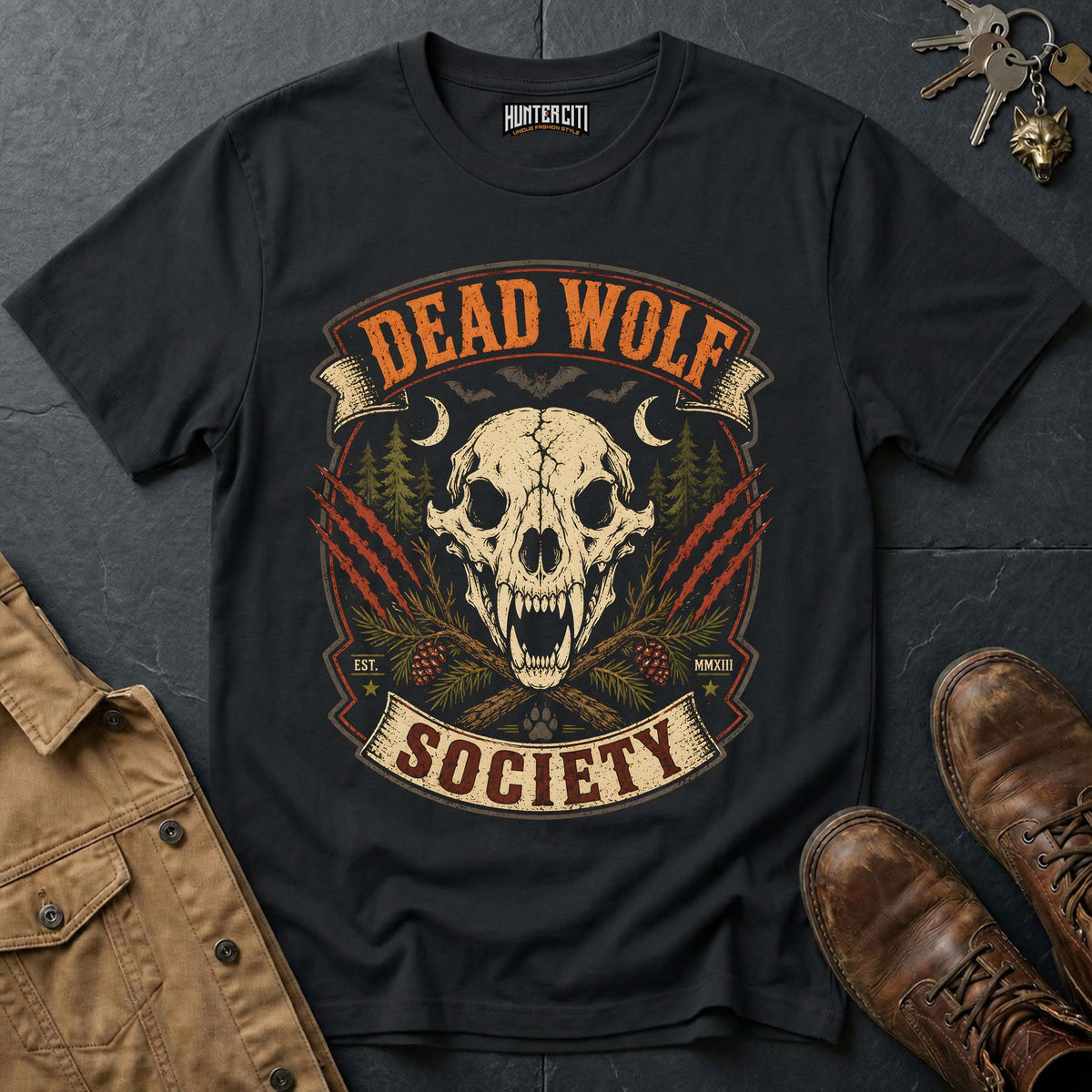 Dead Wolf Society - Gothic Wolf Skull Club Vintage Wolf Halloween Shirt T Shirt
