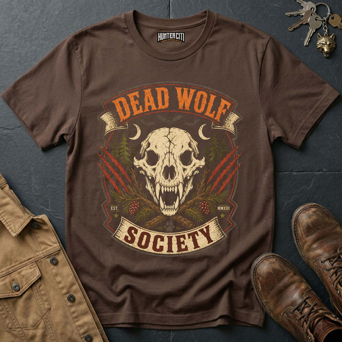 Dead Wolf Society - Gothic Wolf Skull Club Vintage Wolf Halloween Shirt T Shirt