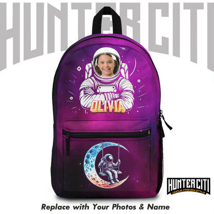 Personalised childs backpack – Custom Name & Photo | Astronaut, Unicorn, Dinosaur, Tie Dye Designs