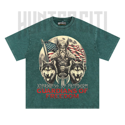 Wolf of Odin Viking T-Shirt, Guardians of Freedom Wolf Graphic Tee, Vintage 90s Oversize Unisex T-Shirt, American Patriot Gift