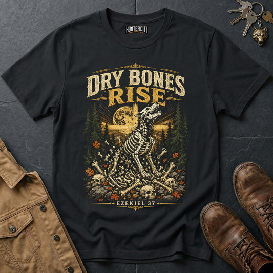 Dry Bones Rise - Ezekiel 37 Moonlit Wolf Vintage Christian Wolf Halloween T Shirt