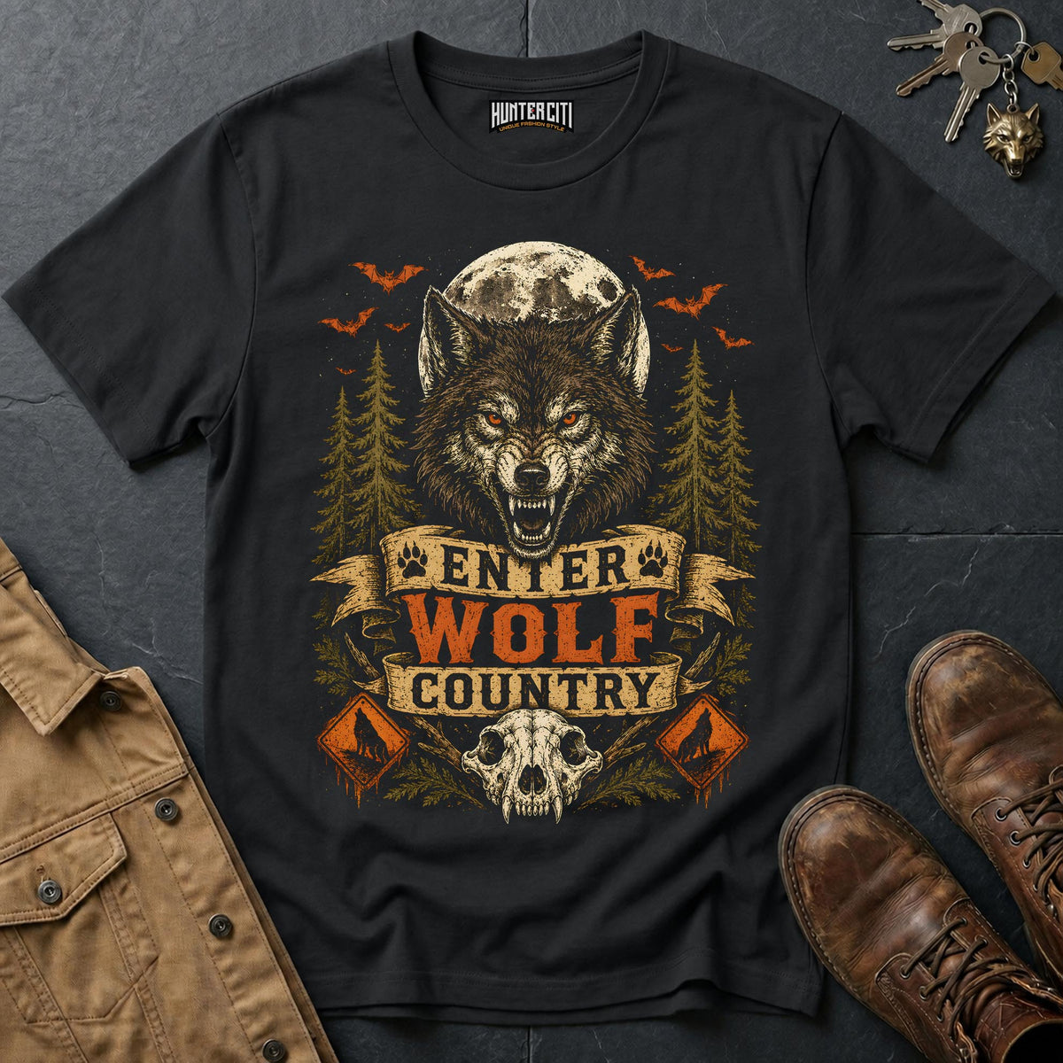 Enter Wolf Country Vintage Wolf Halloween T Shirt
