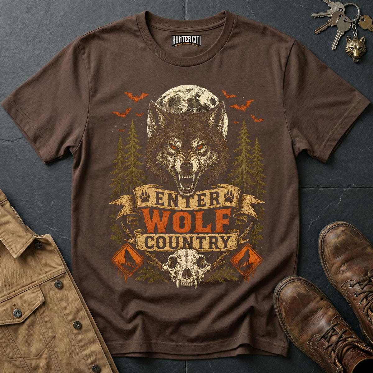 Enter Wolf Country Vintage Wolf Halloween T Shirt