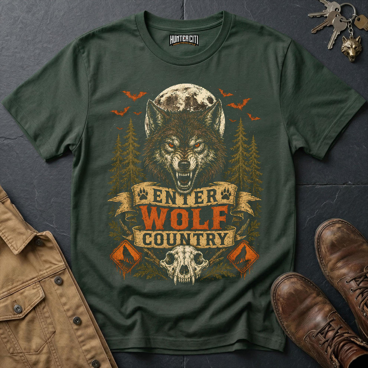 Enter Wolf Country Vintage Wolf Halloween T Shirt