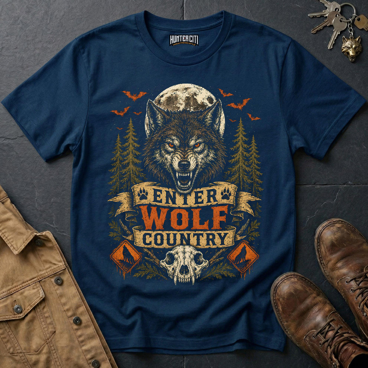 Enter Wolf Country Vintage Wolf Halloween T Shirt