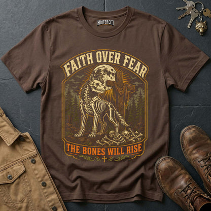 Faith Over Fear - The Bones Will Rise Vintage Christian Wolf Halloween T Shirt