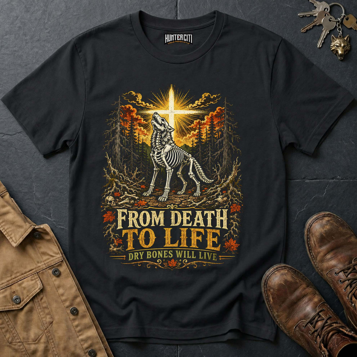 From Death to Life - Dry Bones Will Live Vintage Christian Wolf Halloween T Shirt