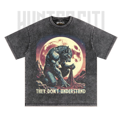 They Don't Understand Wolf T-Shirt, Werewolf Meme Graphic Tee, Vintage 90s Style Oversize Unisex T-Shirt, Retro Alpha Wolf Gift
