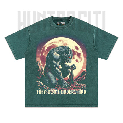 They Don't Understand Wolf T-Shirt, Werewolf Meme Graphic Tee, Vintage 90s Style Oversize Unisex T-Shirt, Retro Alpha Wolf Gift