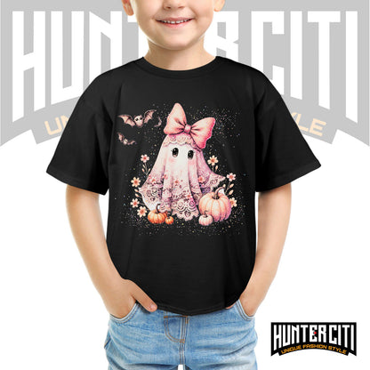 Cute Glitter Ghost & Pumpkin Halloween T Shirt - Glitter Halloween Shirt For Kids!