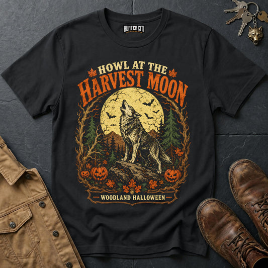 Howl at the Harvest Moon - Woodland Halloween Vintage Wolf Halloween Shirt