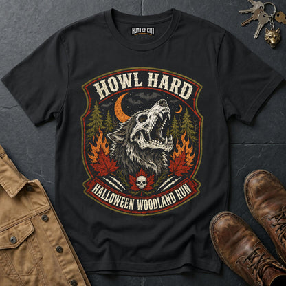 Howl Hard - Halloween Woodland Run Vintage Wolf Halloween Shirt