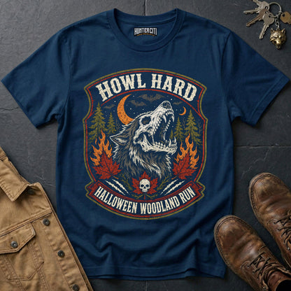 Howl Hard - Halloween Woodland Run Vintage Wolf Halloween Shirt
