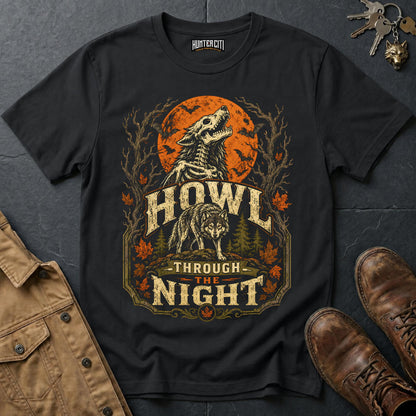 Howl Through the Night Vintage Wolf Halloween T Shirt