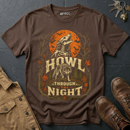 Howl Through the Night Vintage Wolf Halloween T Shirt