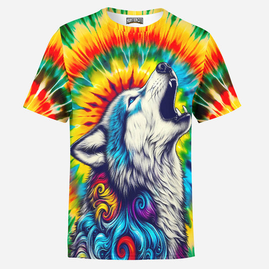 Howling Wolf Tie Dye Mens T-Shirt
