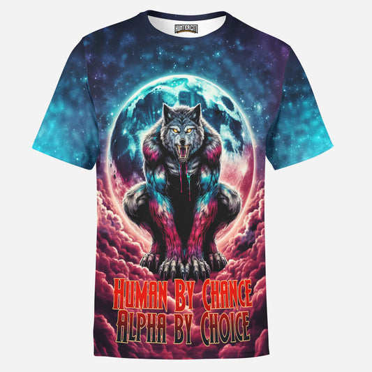 Alpha Werewolf T-Shirt - Human by Chance Alpha by Choice All-Over Print Galaxy Design Mens T-Shirt