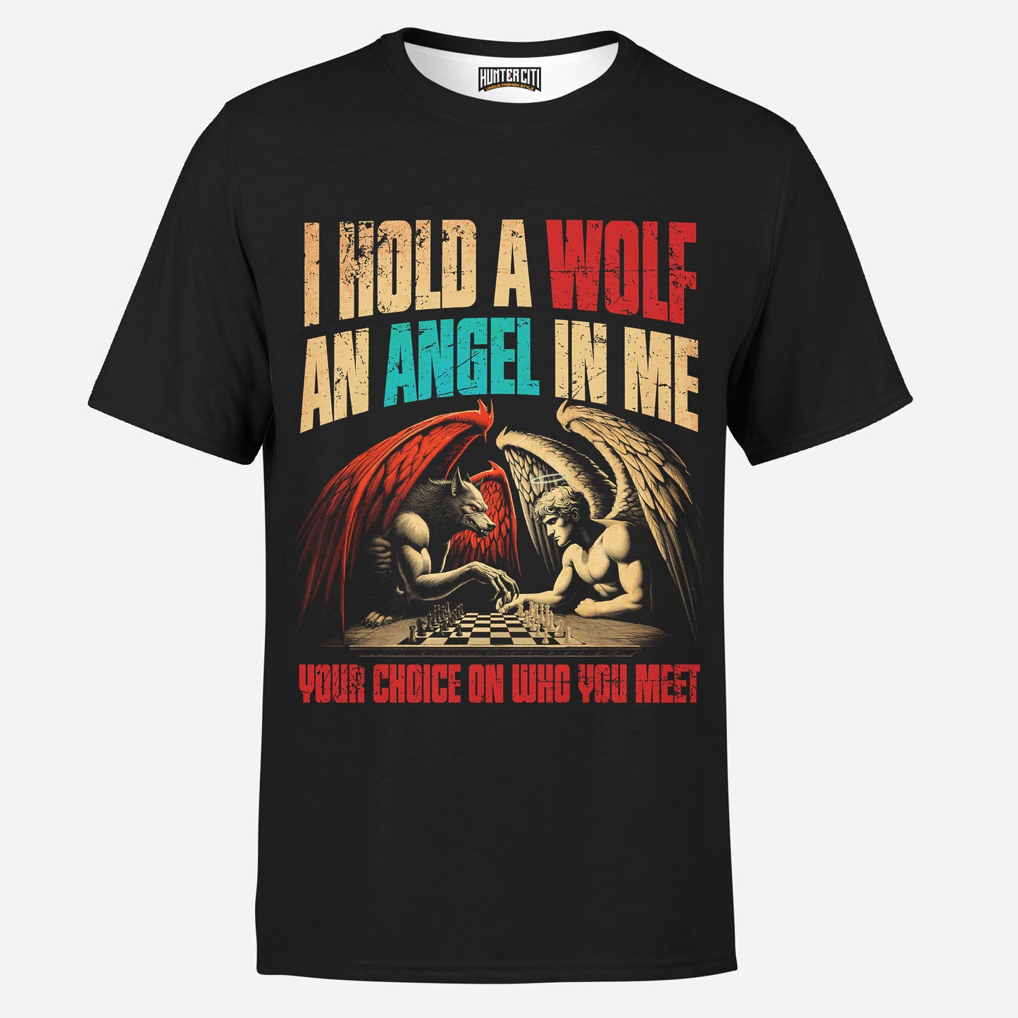 I Hold a Wolf  an Angel in Me Mens T-Shirt