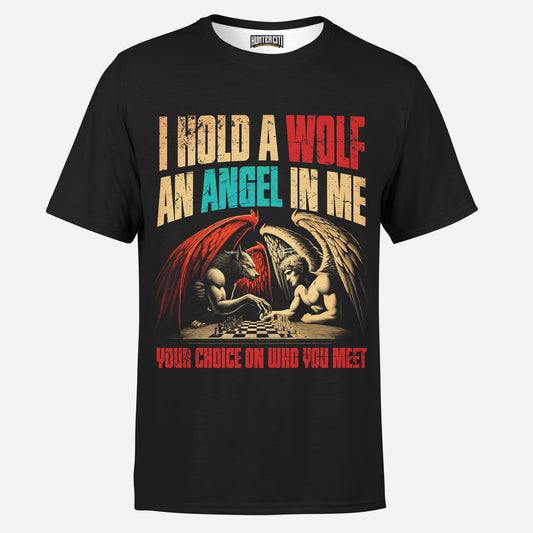 I Hold a Wolf  an Angel in Me Mens T-Shirt